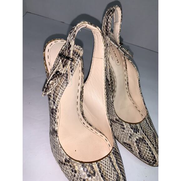 Coach Womens Alma Snake Print Stiletto Slingback Heels Size 6 - Picture 3 of 7